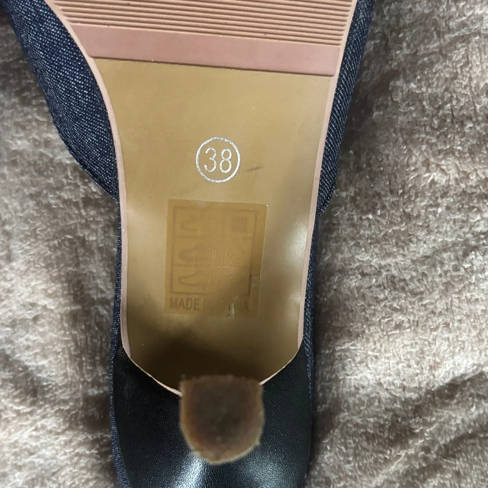 1 3/4” Dark Navy Mules w/ Bow Detail 
US Size 7.5   EU Size 38 - Picture 7 of 7